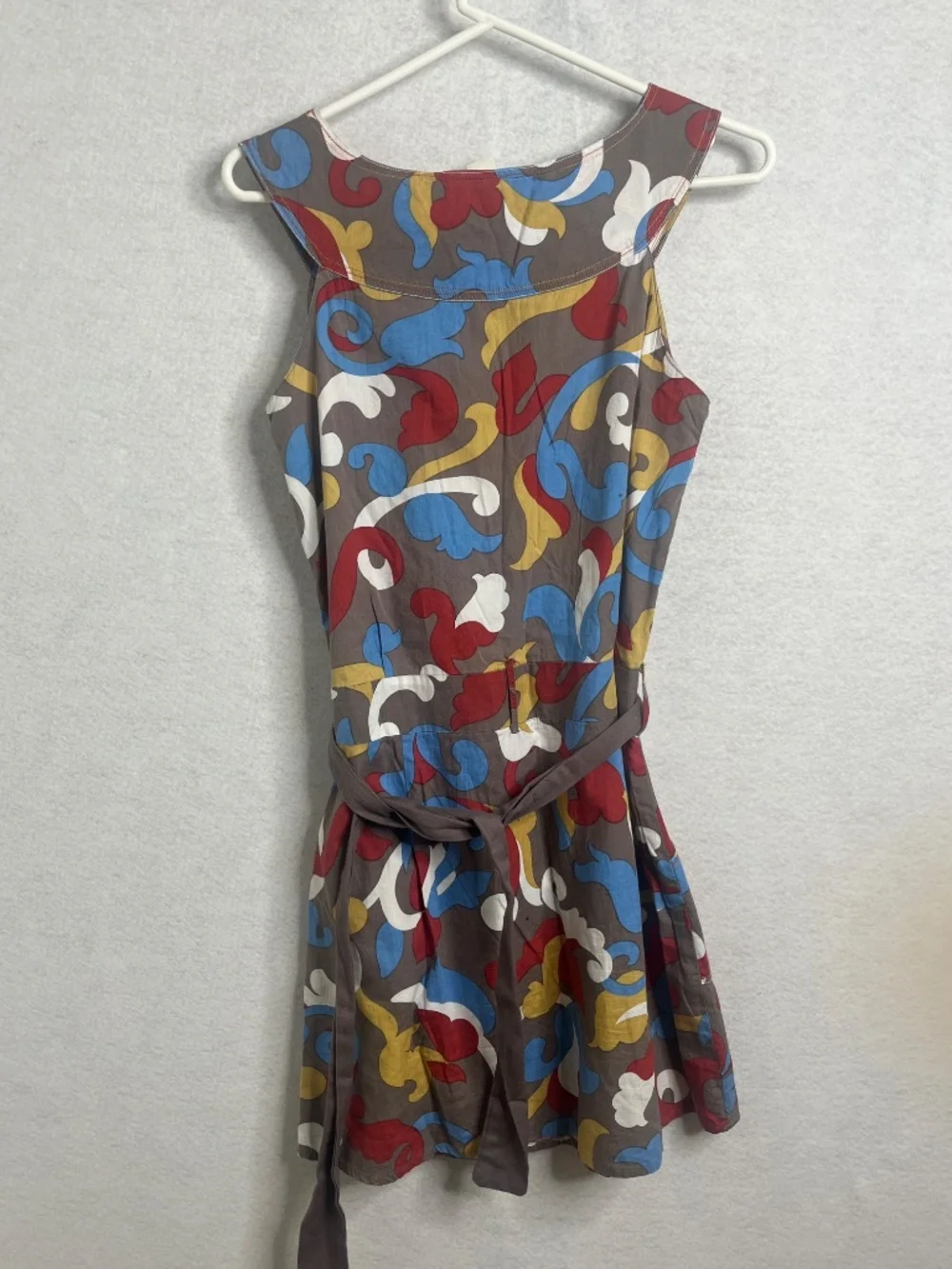 Forever Twenty One Abstract Print Sleeveless Dress Belted Retro Style - Picture 3 of 6